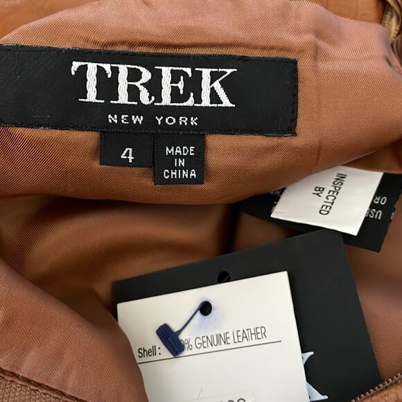 NWT Trek New York  Cognac Brown Genuine Leather Pencil Mini Cocktail Skirt 4 - Picture 4 of 8